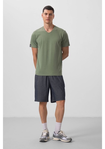 Açık Yeşil Basic Kısa Kol Standart Kalıp V Yaka Erkek T-Shirt - 87912 fiyatları