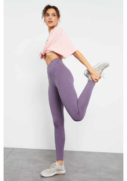 Eflatun Yüksek Bel Toparlayıcı Slim Fit Dar Paça Kadın Tayt - 94011