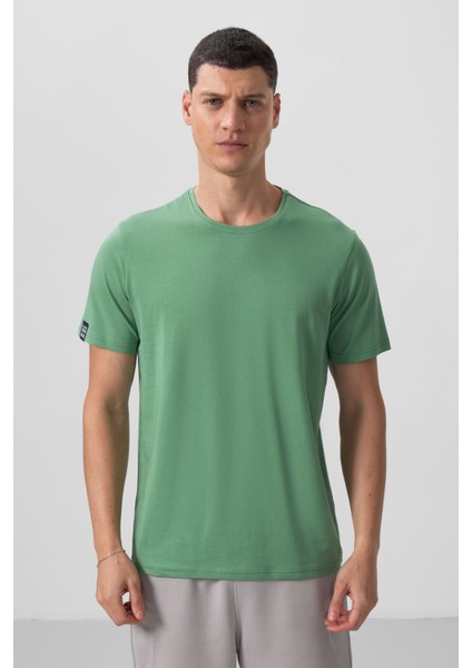 Pastel Yeşil Erkek Basic Kısa Kol Standart Kalıp O Yaka T-shirt - 87911