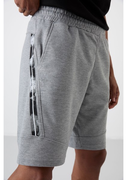 Amos Gri Melanj Baskılı Erkek Şort - 81246 fırsatları