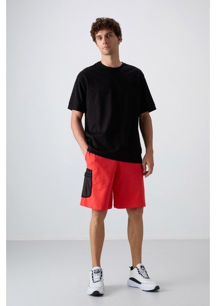 Siyah Pamuklu Kalın Yumuşak Dokulu Oversize Fit Basic Erkek T-Shirt - 88349 fiyatları