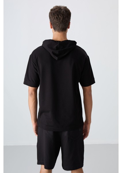 Siyah Pamuklu Kalın Yumuşak Dokulu Oversize Fit Basic Erkek T-Shirt - 88352 indirimleri