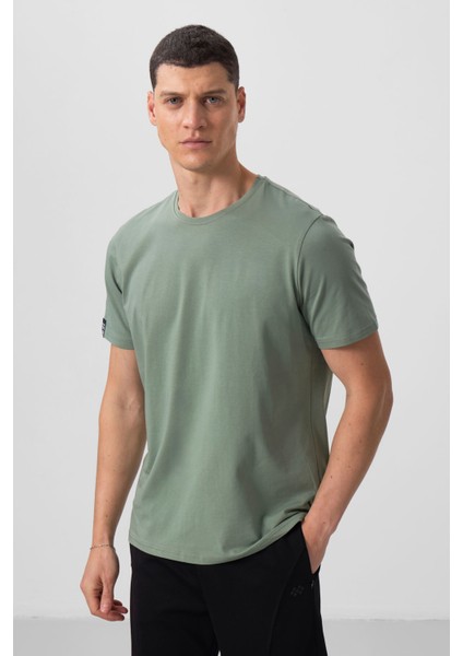 Açık Yeşil Erkek Basic Kısa Kol Standart Kalıp O Yaka T-shirt - 87911
