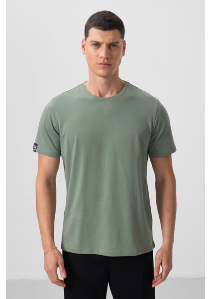 Açık Yeşil Erkek Basic Kısa Kol Standart Kalıp O Yaka T-shirt - 87911 fırsatları