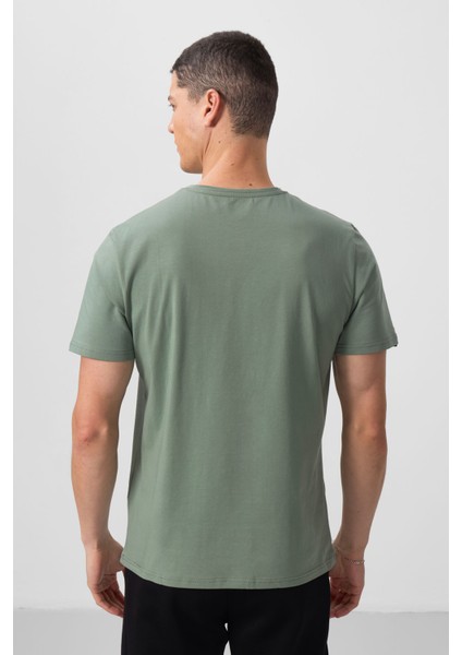 Açık Yeşil Erkek Basic Kısa Kol Standart Kalıp O Yaka T-shirt - 87911 indirimleri
