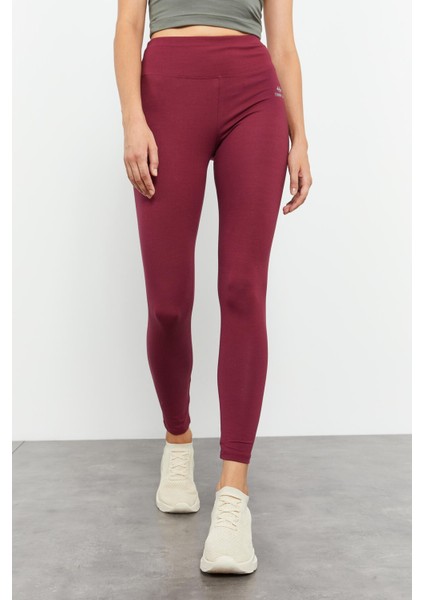 Bordo Yüksek Bel Toparlayıcı Slim Fit Dar Paça Kadın Tayt - 94011 fiyatları