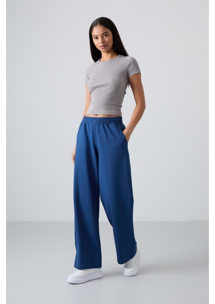 Parlament Yüksek Bel Cepli Rahat Form Geniş Paça Kadın Eşofman Alt - 94567