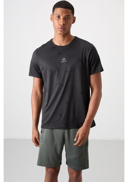 Tommy Life Siyah Polyester Nefes Alan Jakarlı Ince Esnek Standart Fit Erkek Performans T-Shirt - 88397