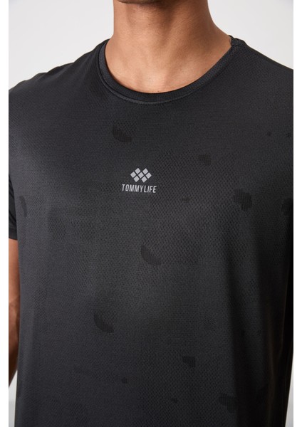Tommy Life Siyah Polyester Nefes Alan Jakarlı Ince Esnek Standart Fit Erkek Performans T-Shirt - 88397 modelleri