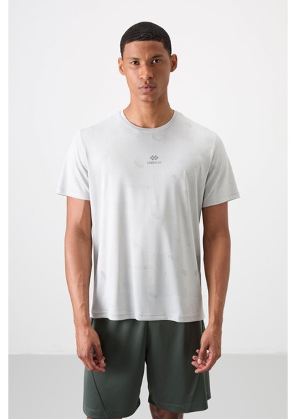 Taş Polyester Nefes Alan Jakarlı İnce Esnek Standart Fit Erkek Performans T-Shirt - 88397
