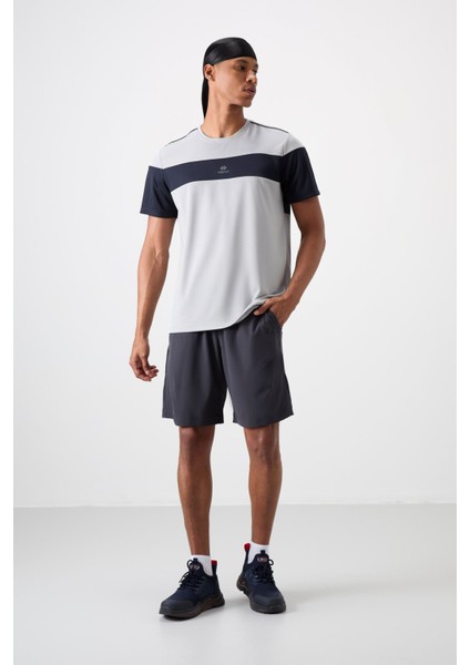 Gri Polyester Nefes Alan Dokulu İnce Esnek Standart Fit Erkek Performans T-Shirt - 88396 modelleri