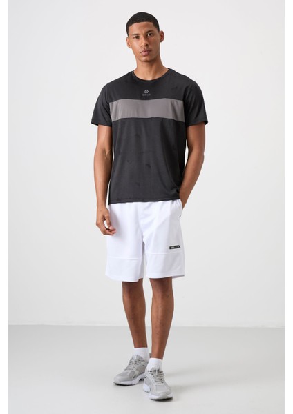 Siyah Polyester Nefes Alan Jakarlı İnce Esnek Standart Fit Erkek Performans T-Shirt - 88398 fiyatları
