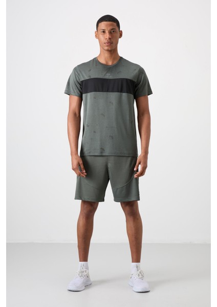 Haki Polyester Nefes Alan Jakarlı İnce Esnek Standart Fit Erkek Performans T-Shirt - 88398 fiyatları