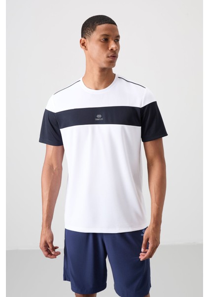 Beyaz Polyester Nefes Alan Dokulu İnce Esnek Standart Fit Erkek Performans T-Shirt - 88396 fırsatları