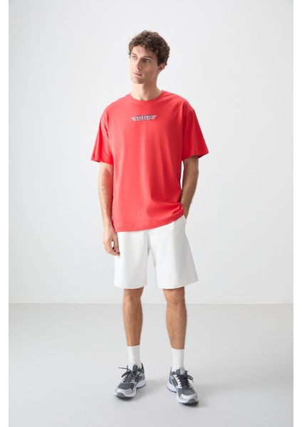 Fiesta %100 Pamuk Kalın Yumuşak Dokulu Oversize Fit Baskılı Erkek T-Shirt - 88356 fiyatları