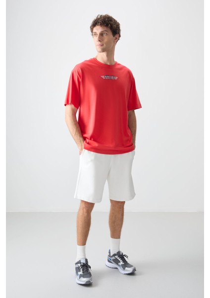 Fiesta %100 Pamuk Kalın Yumuşak Dokulu Oversize Fit Baskılı Erkek T-Shirt - 88356 fırsatları