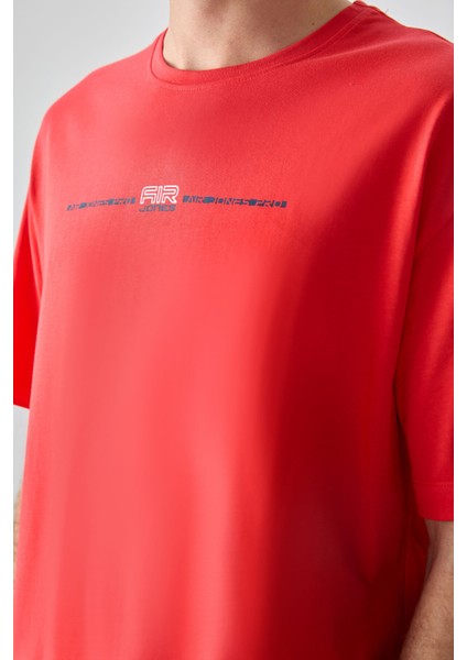 Fiesta %100 Pamuk Kalın Yumuşak Dokulu Oversize Fit Baskılı Erkek T-Shirt - 88357 fiyatları