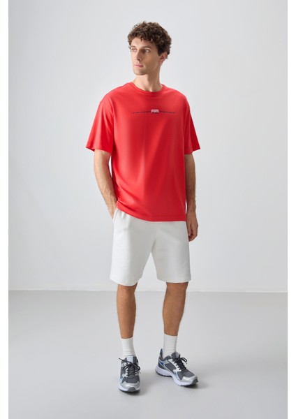 Fiesta %100 Pamuk Kalın Yumuşak Dokulu Oversize Fit Baskılı Erkek T-Shirt - 88357 modelleri