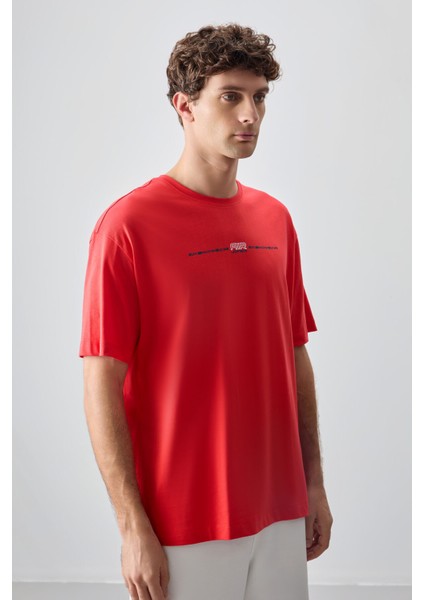 Fiesta %100 Pamuk Kalın Yumuşak Dokulu Oversize Fit Baskılı Erkek T-Shirt - 88357 fırsatları