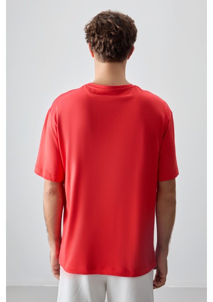 Fiesta %100 Pamuk Kalın Yumuşak Dokulu Oversize Fit Baskılı Erkek T-Shirt - 88357 indirimleri