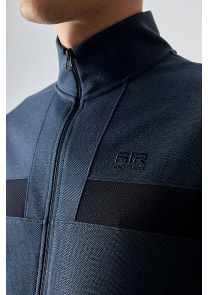 İndigo Yüzeyi Dokulu Standart Fit Nakışlı Erkek Eşofman Takım - 85248 modelleri