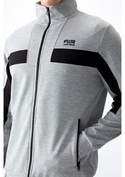 Gri Melanj Yüzeyi Dokulu Standart Fit Nakışlı Erkek Eşofman Takım - 85248 fiyatları