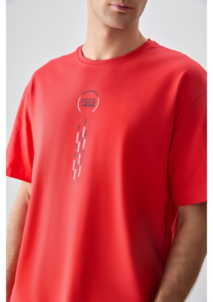 Fiesta %100 Pamuk Kalın Yumuşak Dokulu Oversize Fit Baskılı Erkek T-Shirt - 88355 modelleri