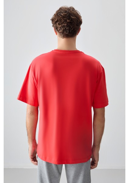 Fiesta %100 Pamuk Kalın Yumuşak Dokulu Oversize Fit Baskılı Erkek T-Shirt - 88355 indirimleri