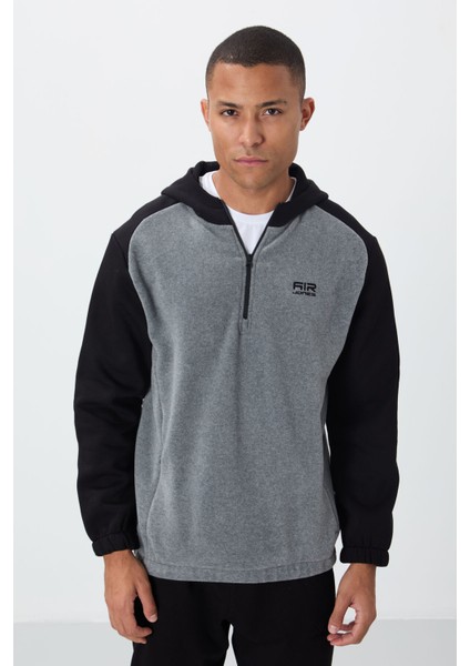 Ruby Gri Melanj Standart Kalıp Polar Erkek Sweatshirt - 88300