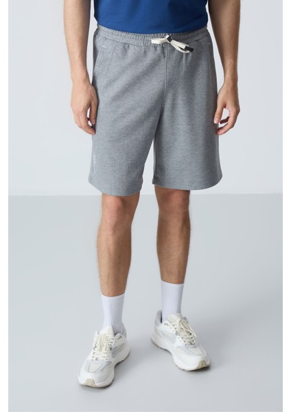 Gri Melanj Pamuklu Kalın Yumuşak Dokulu Standart Fit Basic Erkek Şort - 81278 fırsatları