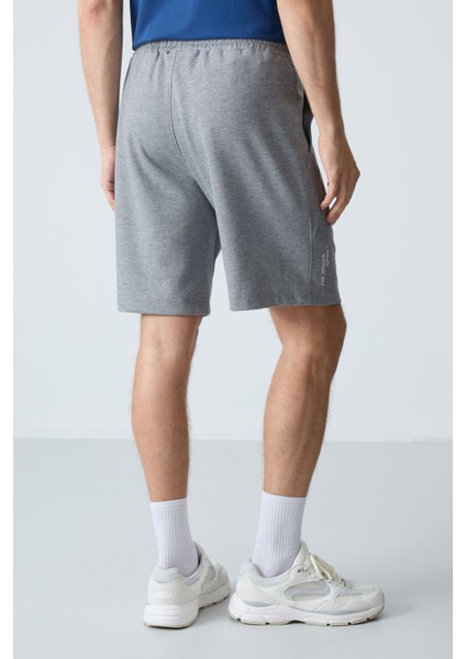 Gri Melanj Pamuklu Kalın Yumuşak Dokulu Standart Fit Basic Erkek Şort - 81278 indirimleri