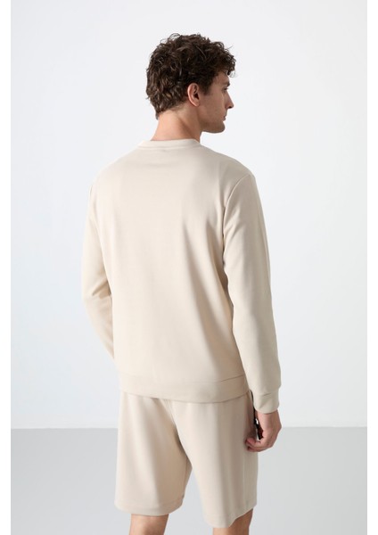 Bej Basic O Yaka Rahat Form Erkek Sweatshirt - 88053 indirimleri
