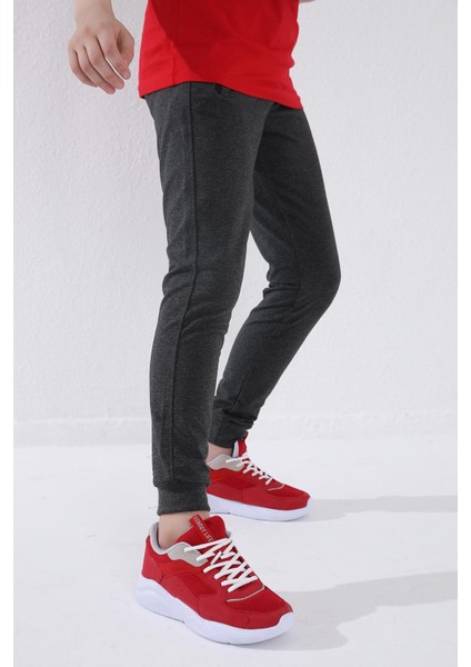 Antrasit Melanj Fermuarlı Standart Fit İnce Erkek Çocuk Eşofman Alt - 64042 modelleri