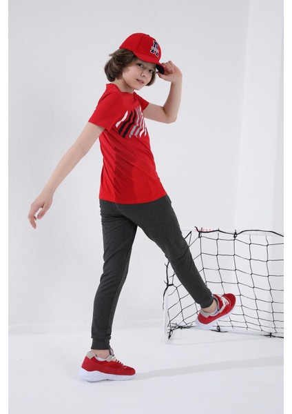 Antrasit Melanj Fermuarlı Standart Fit İnce Erkek Çocuk Eşofman Alt - 64042 fırsatları