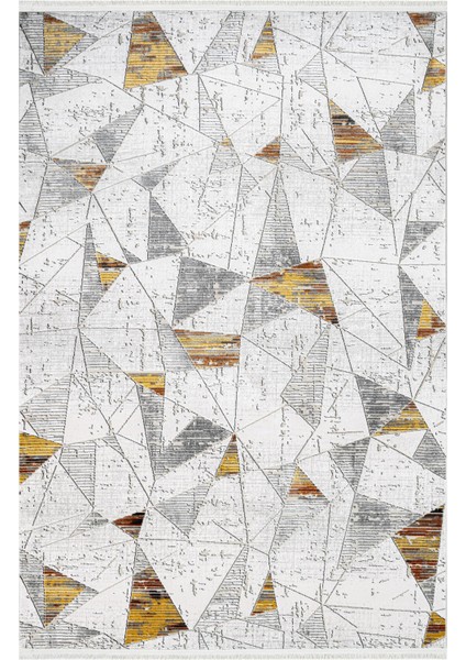 Samantha Geometrik Gri Pamuk Kare Modern Desenli Akrilik Hav Vermeyen Leke Tutmayan Kolay Temizlenen Yumuşak Makine Salon Yolluk Mutfak Halı