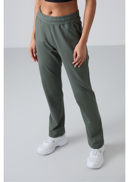 Haki Yüksek Bel Cepli Rahat Form Klasik Paça Kadın Eşofman Alt - 94584 fiyatları