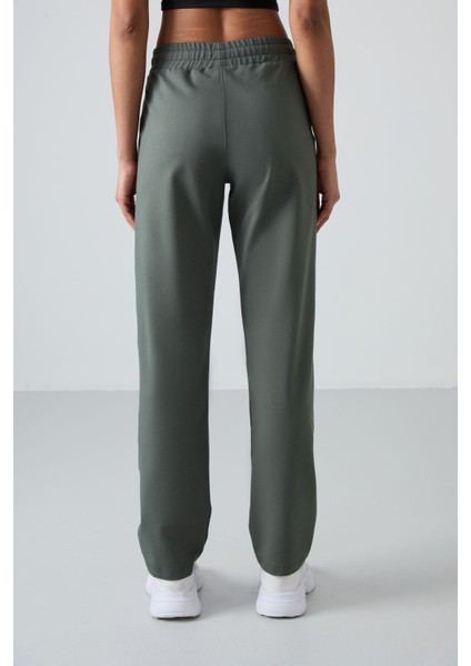 Haki Yüksek Bel Cepli Rahat Form Klasik Paça Kadın Eşofman Alt - 94584 indirimleri