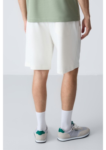 Ekru Pamuklu Kalın Yumuşak Dokulu Standart Fit Basic Erkek Şort - 81275 indirimleri