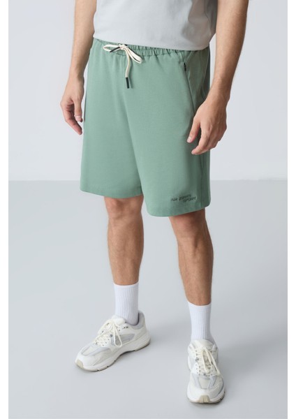 Açık Yeşil Pamuklu Kalın Yumuşak Dokulu Standart Fit Basic Erkek Şort - 81276 fiyatları