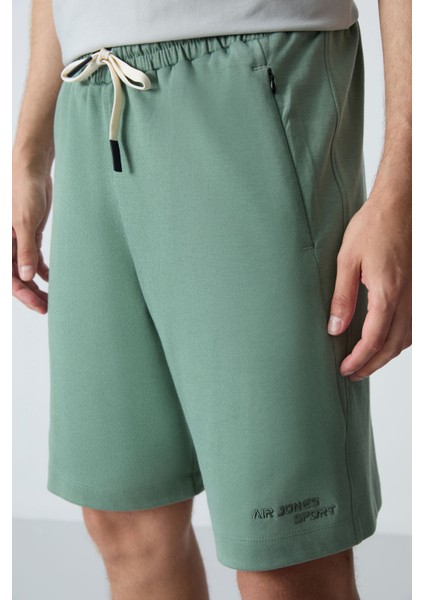 Açık Yeşil Pamuklu Kalın Yumuşak Dokulu Standart Fit Basic Erkek Şort - 81276 modelleri