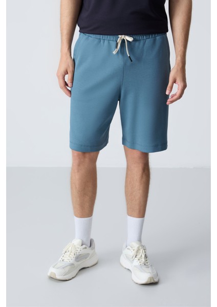 Orman yeşili Pamuklu Kalın Yumuşak Dokulu Standart Fit Basic Erkek Şort - 81275