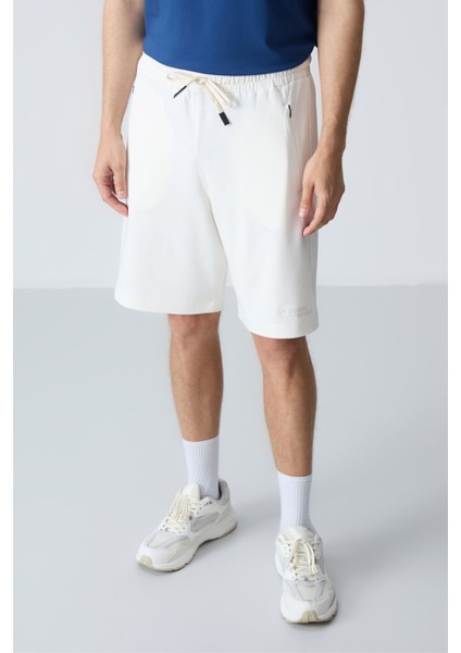 Ekru Pamuklu Kalın Yumuşak Dokulu Standart Fit Basic Erkek Şort - 81276 fiyatları
