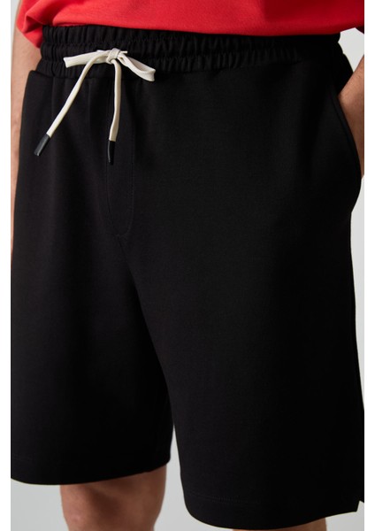 Siyah Pamuklu Kalın Yumuşak Dokulu Comfort Fit Basic Erkek Şort - 81274 modelleri