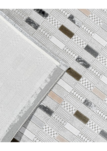 Jade Geometrik Krem Pamuk Kare Modern Desenli Akrilik Hav Vermeyen Leke Tutmayan Kolay Temizlenen Yumuşak Makine Salon Yolluk Mutfak Halı fırsatları