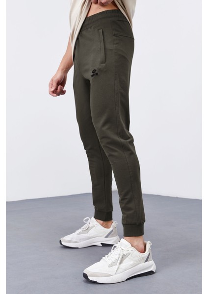 Haki Fermuar Cepli Dar Kalıp Jogger Erkek Eşofman Alt - 84343 fırsatları