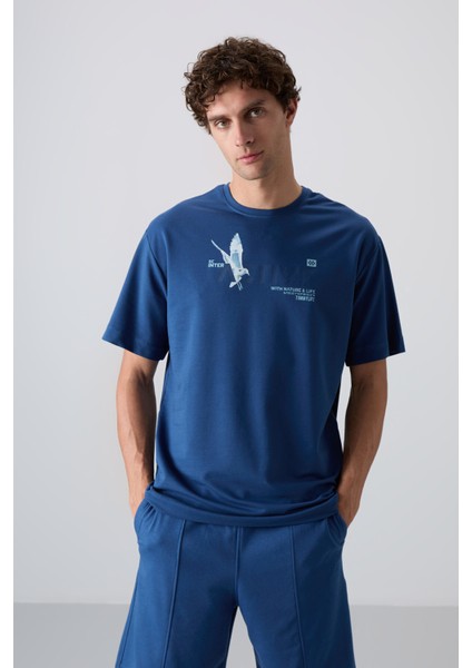 Parlament Pamuklu Kalın Yumuşak Dokulu Oversize Fit Baskılı Erkek T-Shirt - 88344