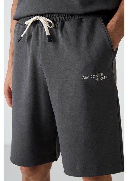 Haki Pamuklu Kalın Yumuşak Dokulu Oversize Fit Nakışlı Erkek Şort Takım - 85250 fırsatları