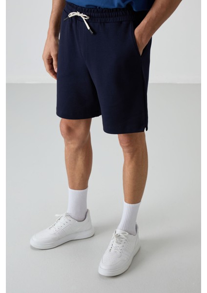 Lacivert Pamuklu Kalın Yumuşak Dokulu Comfort Fit Basic Erkek Şort - 81274 fırsatları