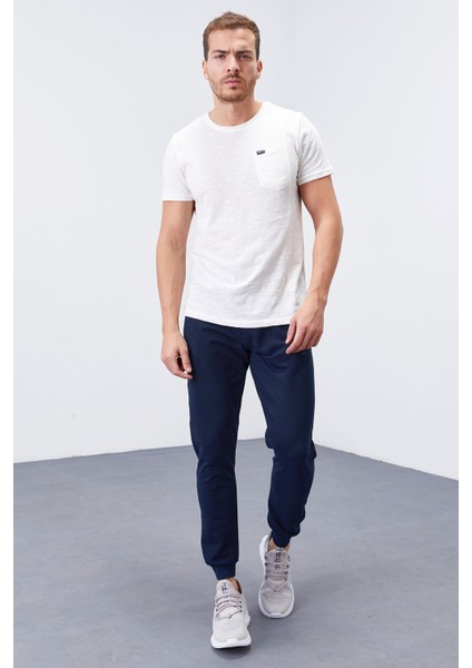 Tommy Life İndigo Erkek Fermuar Cepli Dar Kesim Jogger Eşofman Alt-84343