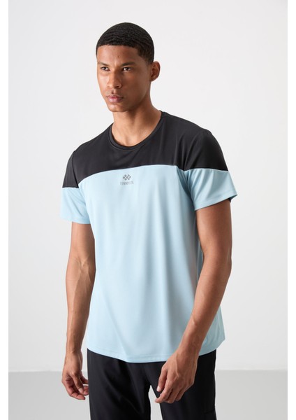 Açık Mavi Polyester Nefes Alan Dokulu İnce Esnek Standart Fit Erkek Performans T-Shirt - 88386